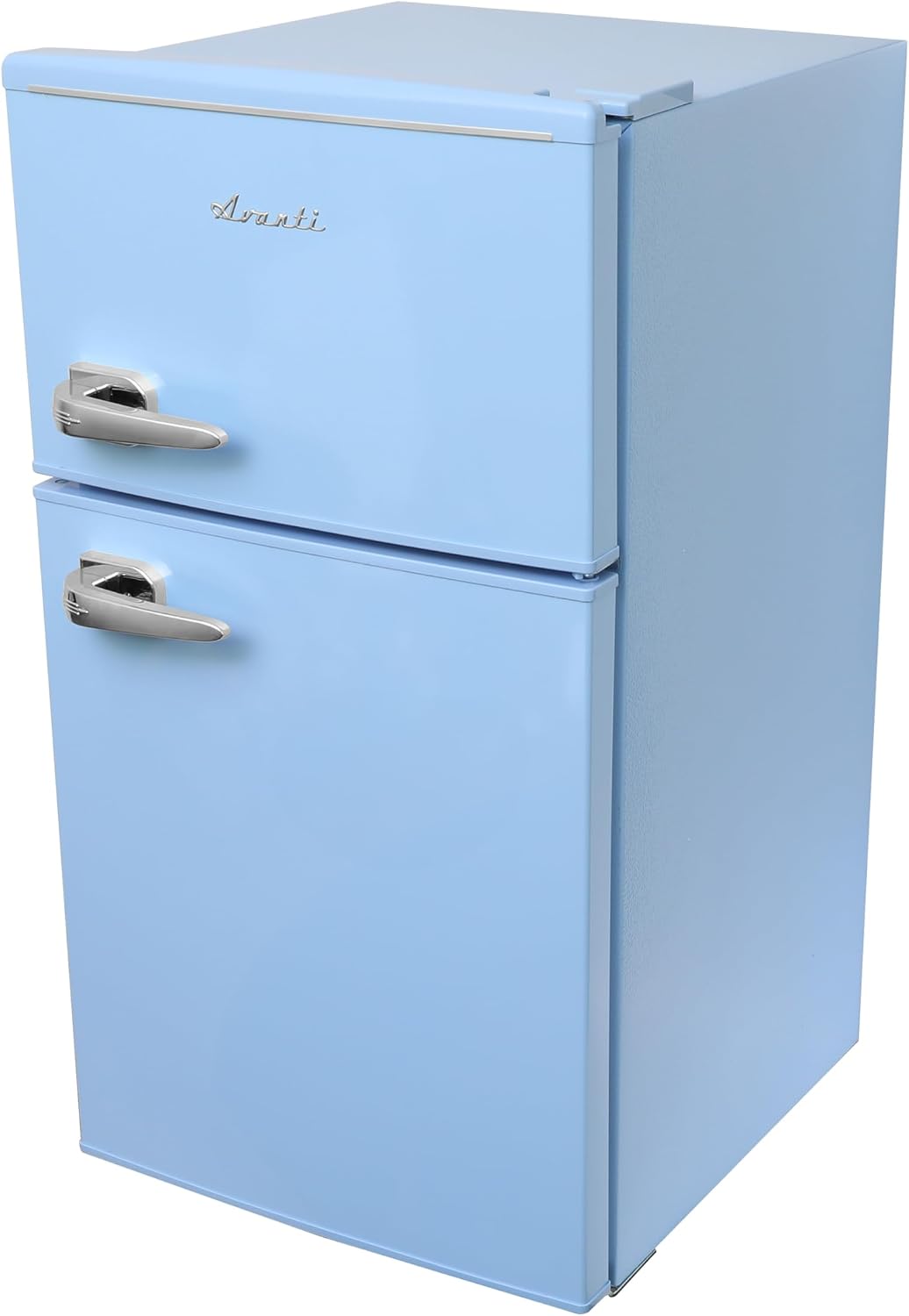 Avanti Mini Fridge with Freezer Retro Design Compact Refrigerator for Home Office or Dorm, Features Dual Doors Removable Shelves Manual Defrost and Mechanical Adjustable Temp Control, 3.1-Cu.Ft, Blue