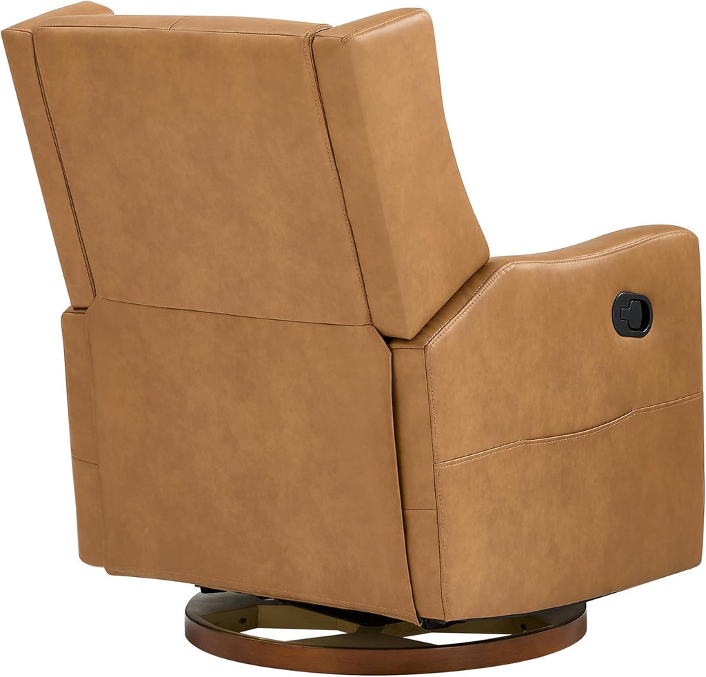 KISLOT Upholstered Recliner Swivel Glider Nursery Chair Reclining Performance Fabric Rocker with Wood Base,Boucle,Moss Green