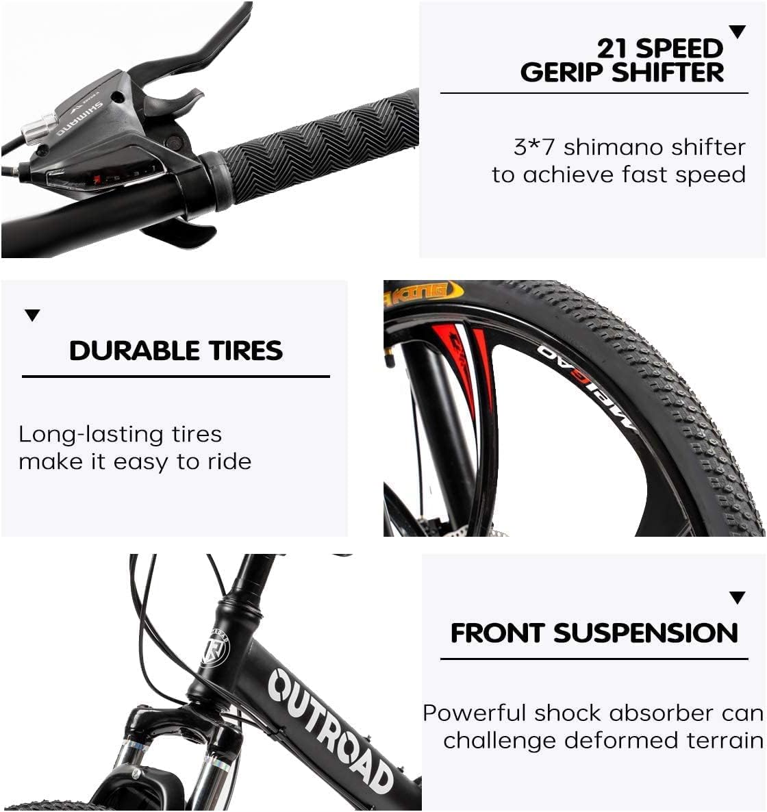 26 ich Folding Mountain Bike, 21 Speed High Carbon Steel Mountain Bike for Adults with 26 Inches Durable Tires, Front Suspension Folding Bicycle for Women and Man | 26 ich, High Carbon Steel, Durable Tires, Front Suspension, Folding Bicycle