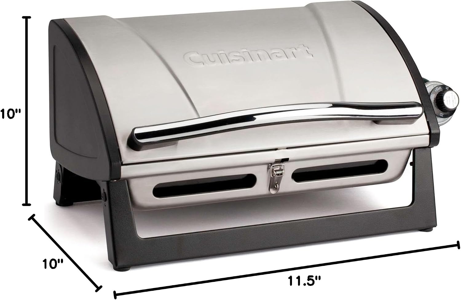 Cuisinart CGG-059A Grillster 8,000 BTU Portable Propane Tabletop Gas Grill & CCB-5014 BBQ Grill Cleaning Brush and Scraper, 16.5', Stainless Steel, 16. 5