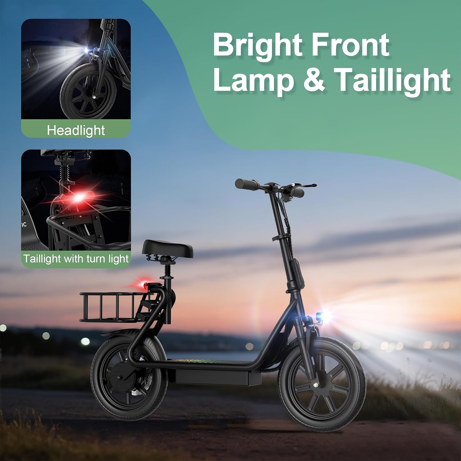 NAVIC Electric Scooter with Dual Suspension, 8.5'/10' Tires, 350W/500W Motor, 19/22 Mph, Max 22/25/27/49Miles Range, Foldable E Scooter for Adults with Braking, App Control