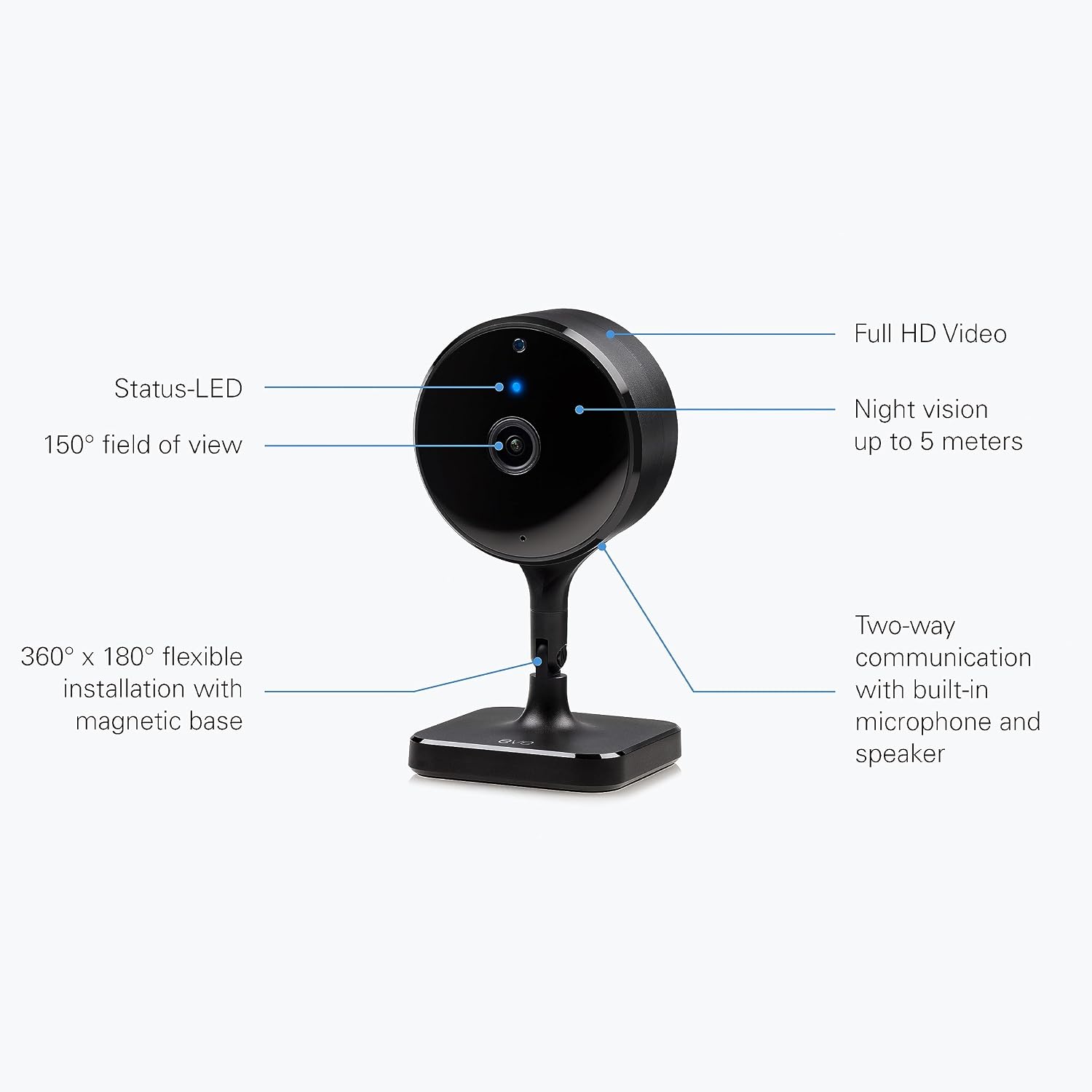 Eve Cam (2 Pack, Apple Home) – Smart Indoor Camera, 1080p Resolution, Wi-Fi, 100% Privacy, HomeKit Secure Video, iPhone Notifications, Microphone and Speaker, Night Vision, Flexible Installation