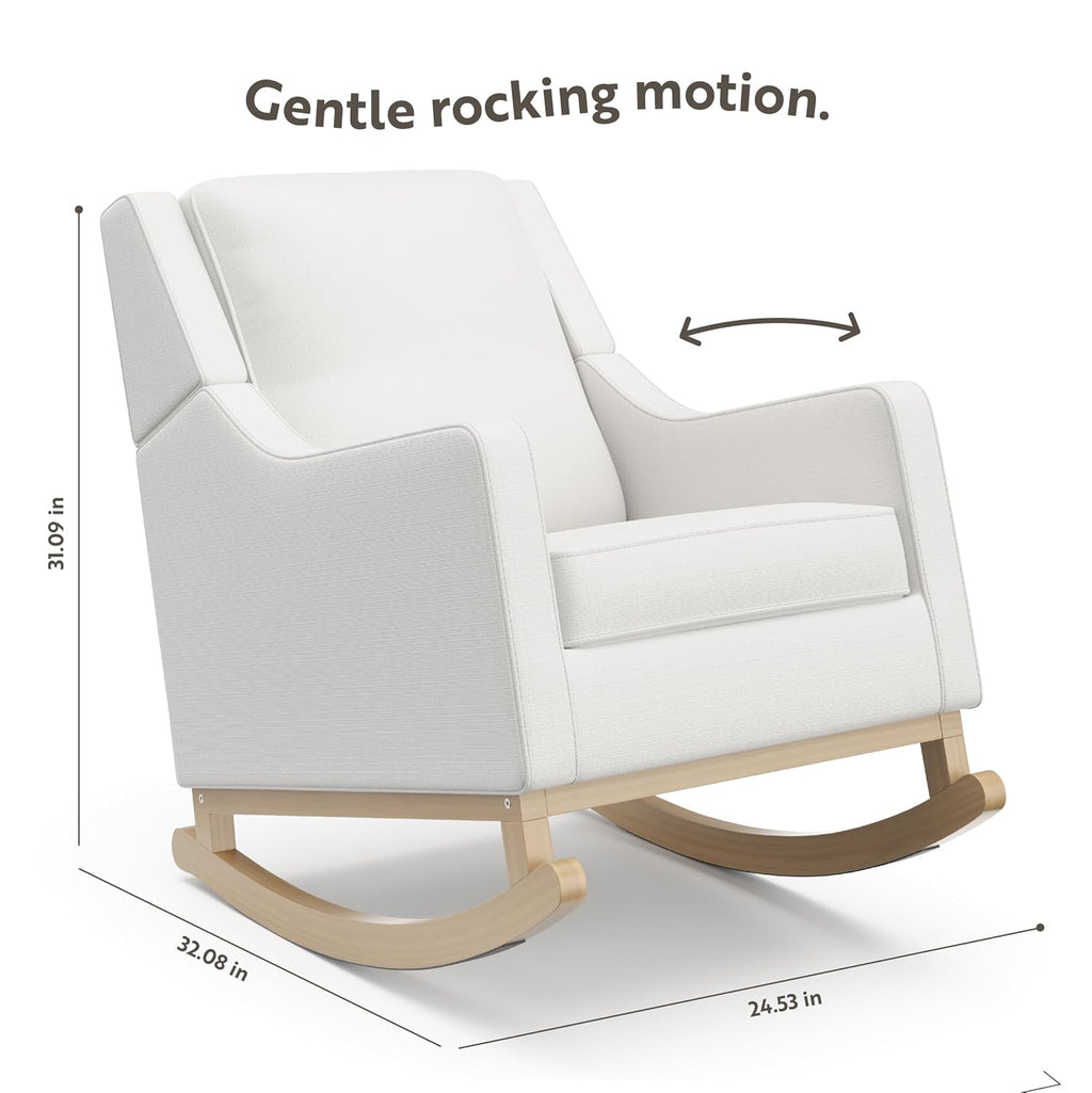 Storkcraft Pasadena Nursery Rocker (Ivory Basketweave with Driftwood) - Upholstered, Rocking Chair for Nursery, Gentle Rocking Motion, Solid Wood Base
