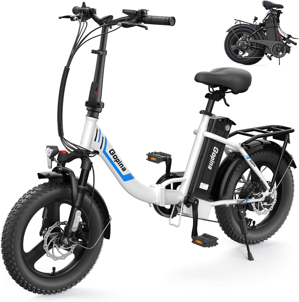 Vivi Gopina Electric Bike, 16' x 3.0 Fat Tire Electric Bike, Peak 500W Step Thru Electric Bicycle, 48V Removable Battery, Up to 40 Miles, LCD Display, 20mph, 7 Speed, SGS Certified to UL2849