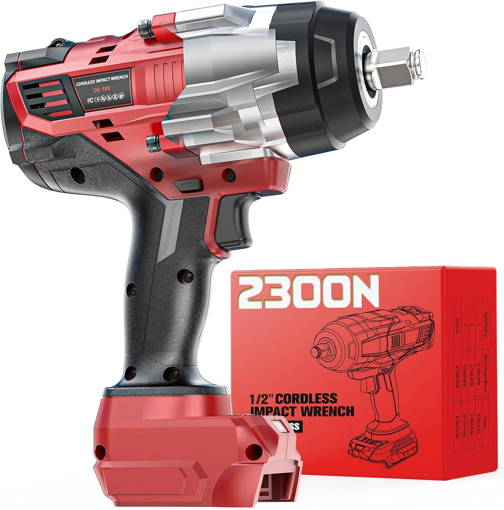 DIYtoolifz Cordless Impact Wrench 1/2 inch Compatible with Milwaukee 18v Battery, 1700 Ft-lbs High Torque Impact Driver, Electric Impact Gun with 4 Modes & LED Light for Car, Truck, Mower(Bare Tool)