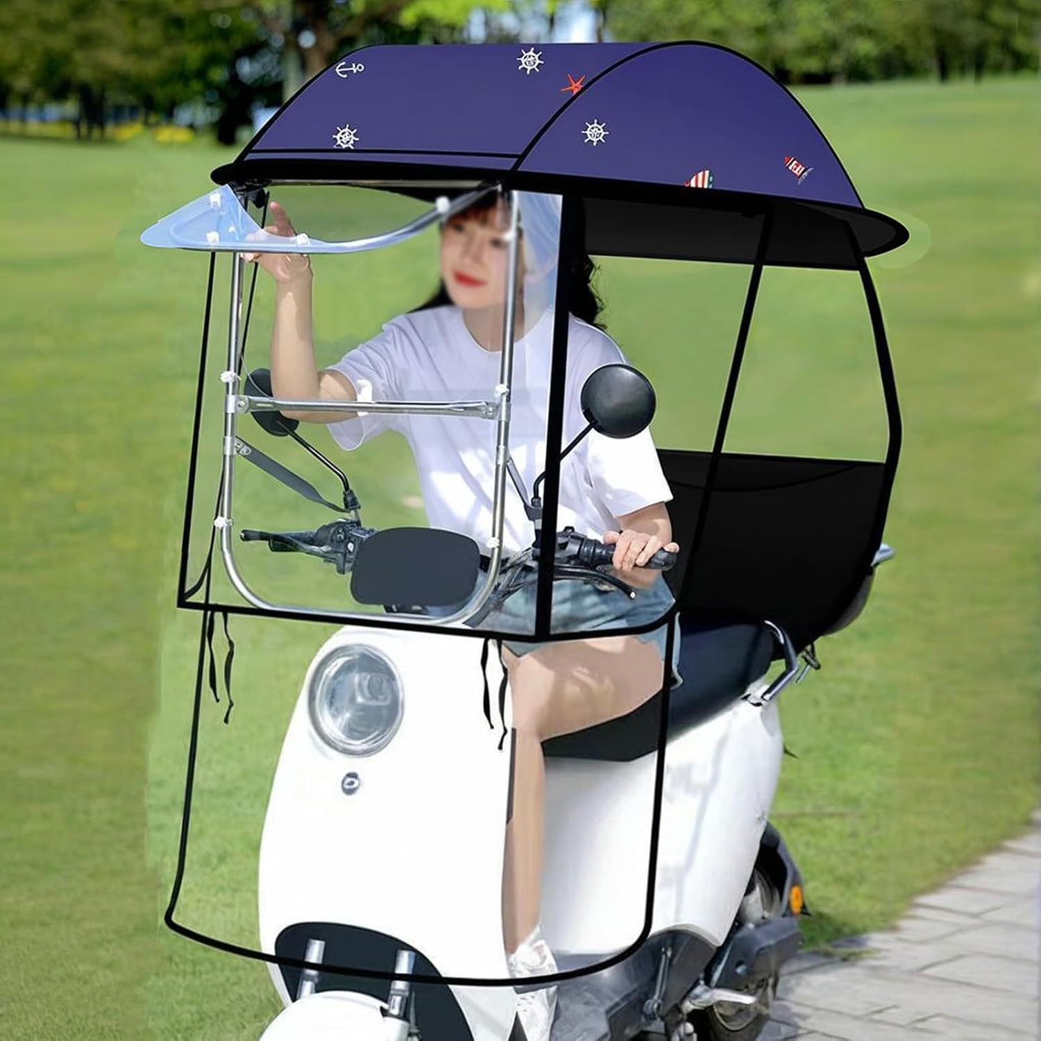 Adult Tricycle Cover Electric Tricycle Covers Tricycle Frame Canopy, Protect 3-Wheel Bike from Rain,Dust,Debris,and Sun, for Outdoor Riding(Black)