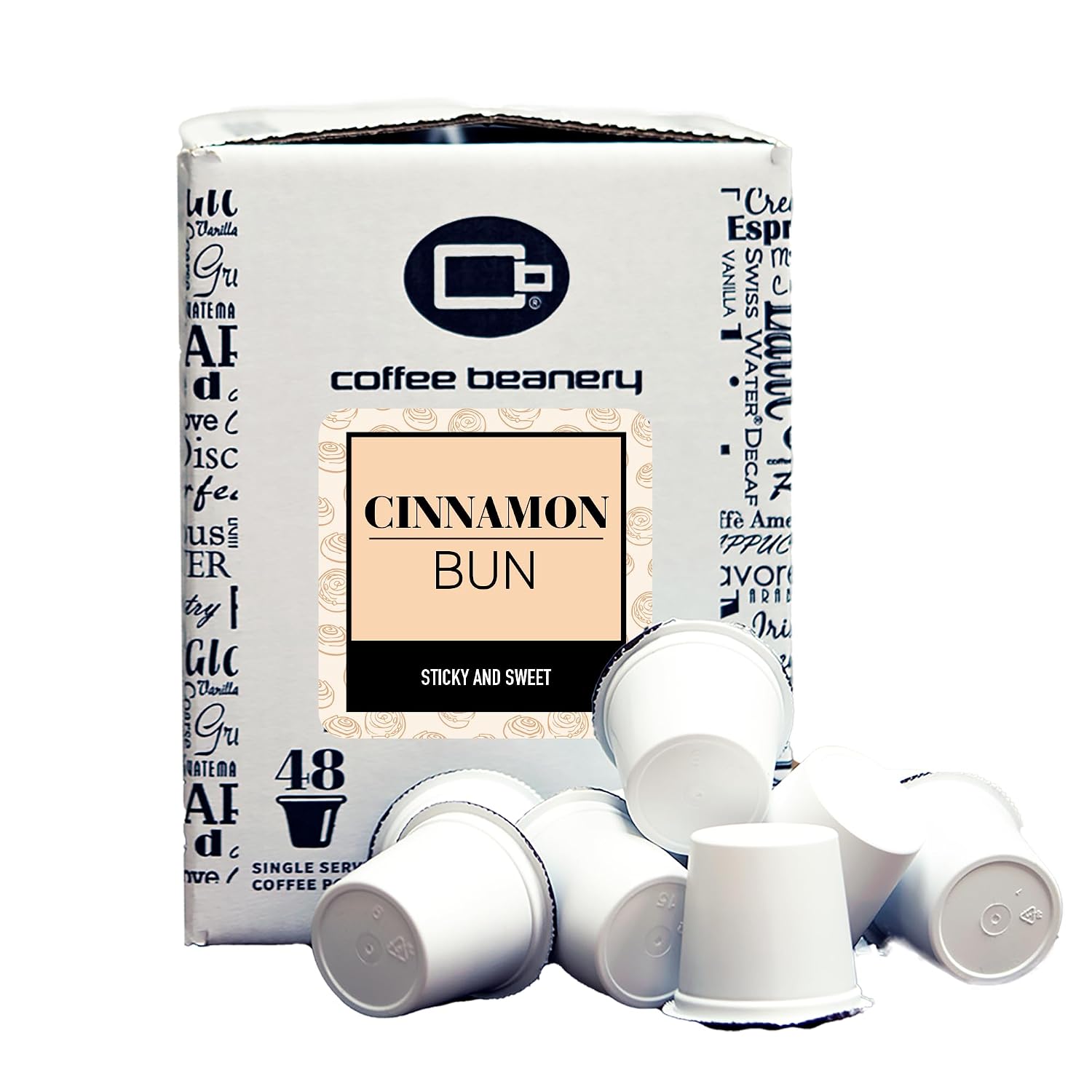 Cinnamon Bun Coffee Pods by Coffee Beanery | 192ct Bulk Flavored Coffee Pods Medium Roast Coffee Pods| 100% Specialty Arabica Coffee| Gourmet Coffee Pods