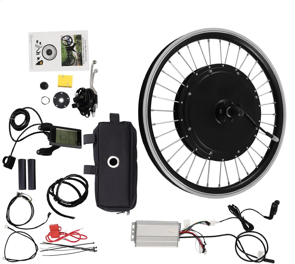 LOYALHEARTDY 700C/20/24/26/ Inch Front Wheel Hub Ebike Conversion Kit, Front Wheel Electric Bicycle Kit Front Wheel Hub Motor with Controller, LCD Display, PAS (No Batteries)