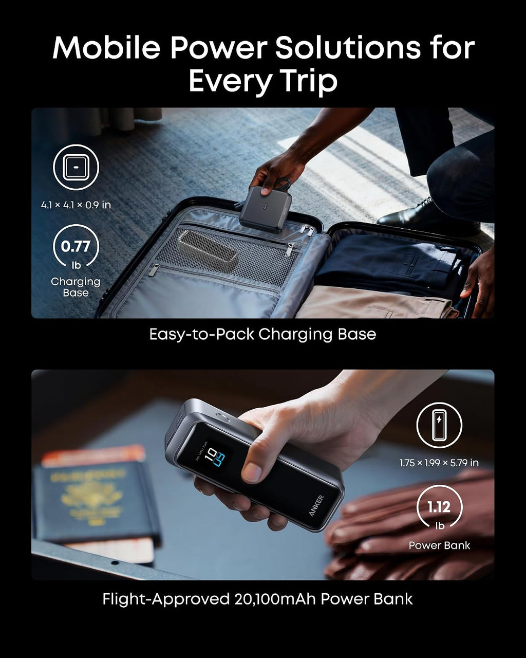 Anker Prime Power Bank and Charging Base, 20,100mAh 220W Max Portable Charger with Base for 6 Devices, Two-Way Charging, TSA-Approved, App Control, for MacBook, iPhone 17/16 Series, and More