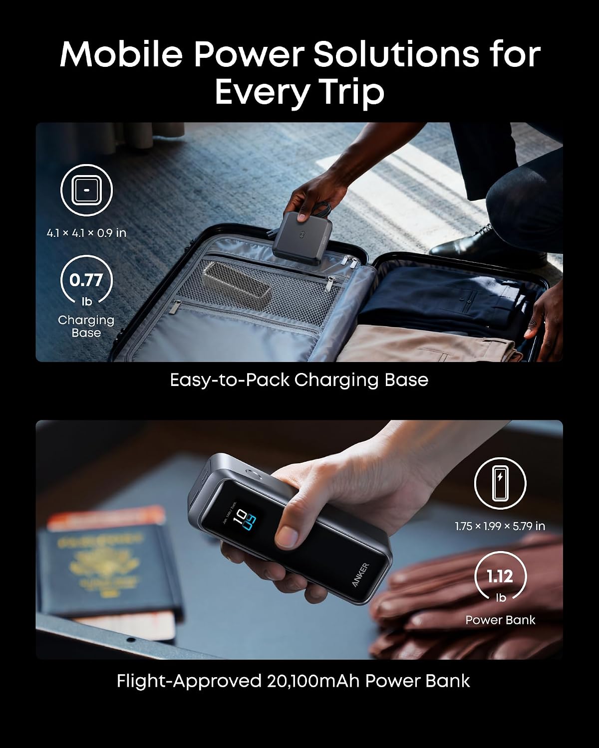 Anker Prime Power Bank and Charging Base, 20,100mAh 220W Max Portable Charger with Base for 6 Devices, Two-Way Charging, TSA-Approved, App Control, for MacBook, iPhone 17/16 Series, and More