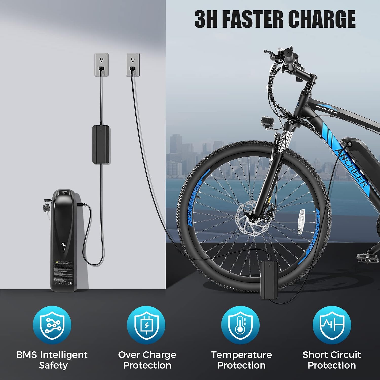 ANCHEER 27.5'' Electric Bike 500W(Peak 750W) Electric Mountain Bike, 55 Miles Range & 22 MPH, 3H Fast Charge, 48V/10.4Ah Removable Battery, Electric Bike for Adult 21 Speed