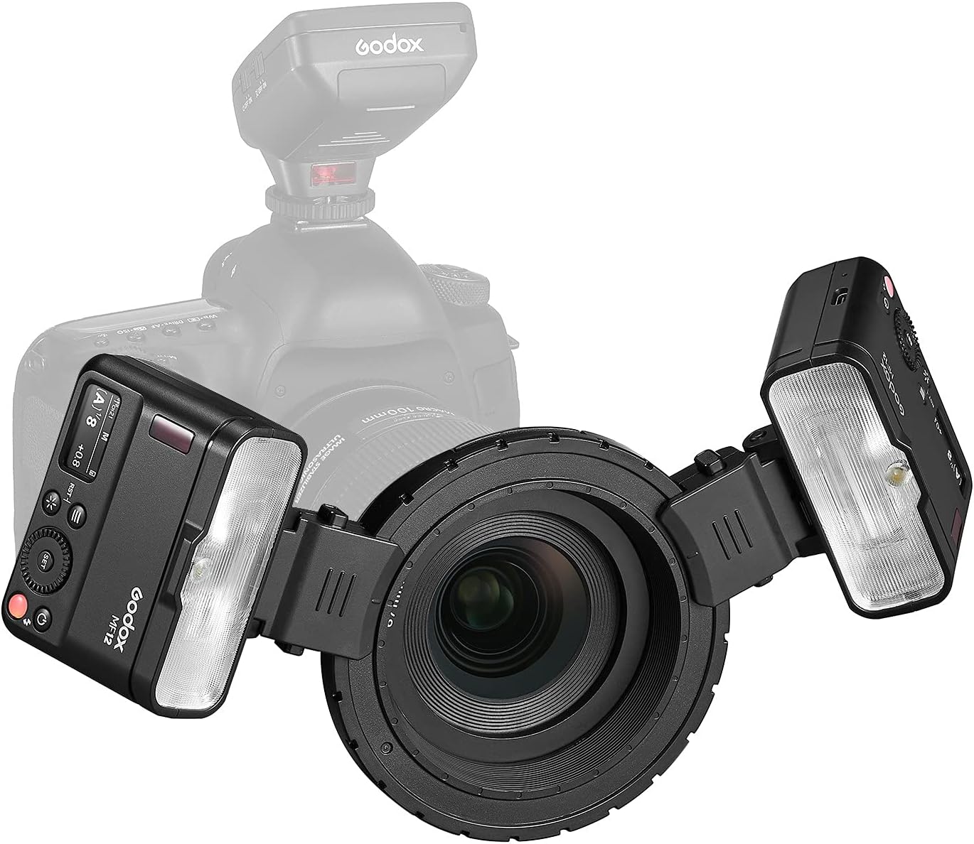 Godox MF12 MF12-K2 Macro Flash w/Xpro-C Trigger Off-Camera TTL Flash Speedlite 12W, 2.4G Wireless Control, TTL/M Mode, Built-in 3.7V/6.29W Lithium Battery, Compatible with Canon