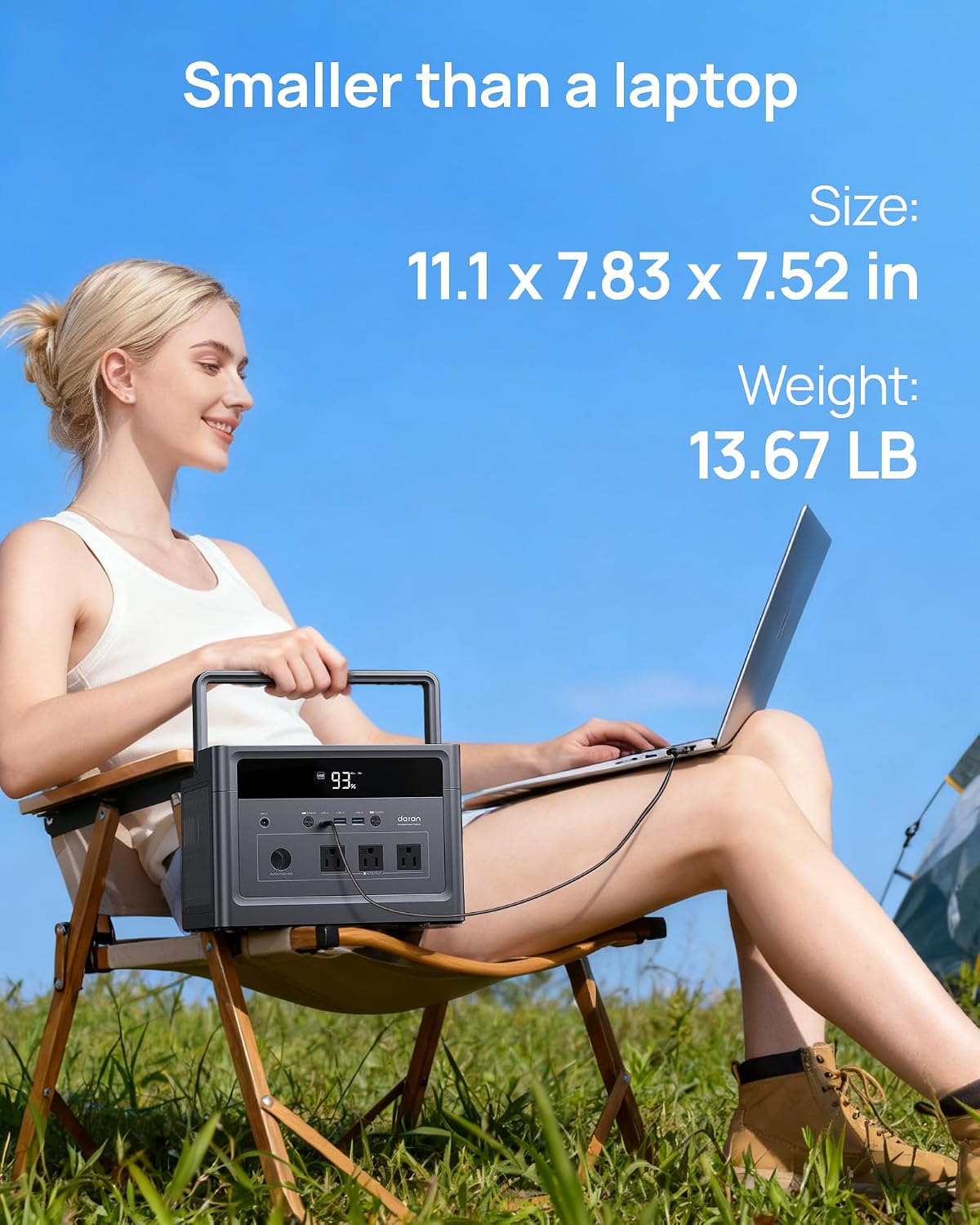 DaranEner 600W Portable Power Station (1200W Peak), 576Wh LiFePO4 Battery Solar Generator with 100W Solar Panel, 3.3H Fast Charge, Emergency Backup for Home Use, CPAP, Camping, RV, Off-Grid Power