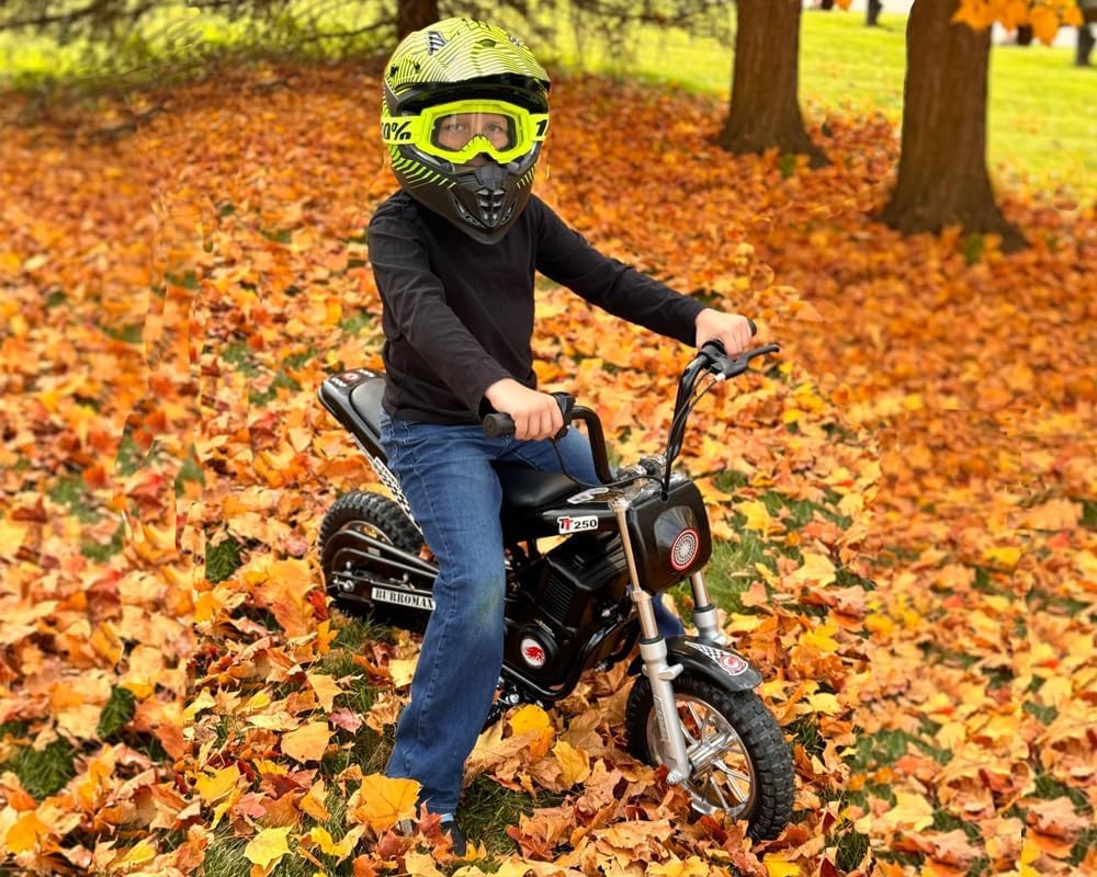 Burromax TT250 Electric Dirt Bike for Kids, 250w 24v 7ah, 2 Speeds, 14 Mph, Up to 150lb Rider, Off-Road Electric Mini Bike