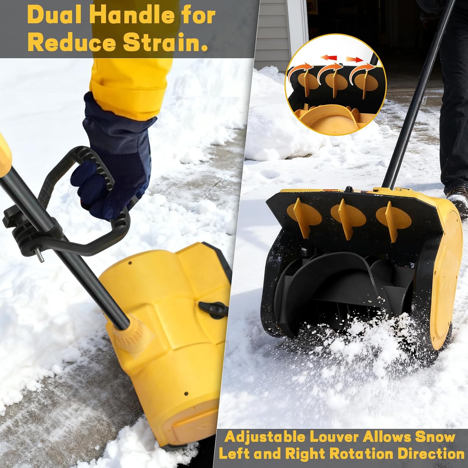 Cordless Snow Shovel Compatible with Dewalt 20V Max Battery, 11' Brushless Motor Electric Snow Shovel for Driveway Max 20' Throw Distance, Electric Snow Thrower for Patio Deck Driveway(Tool Only)
