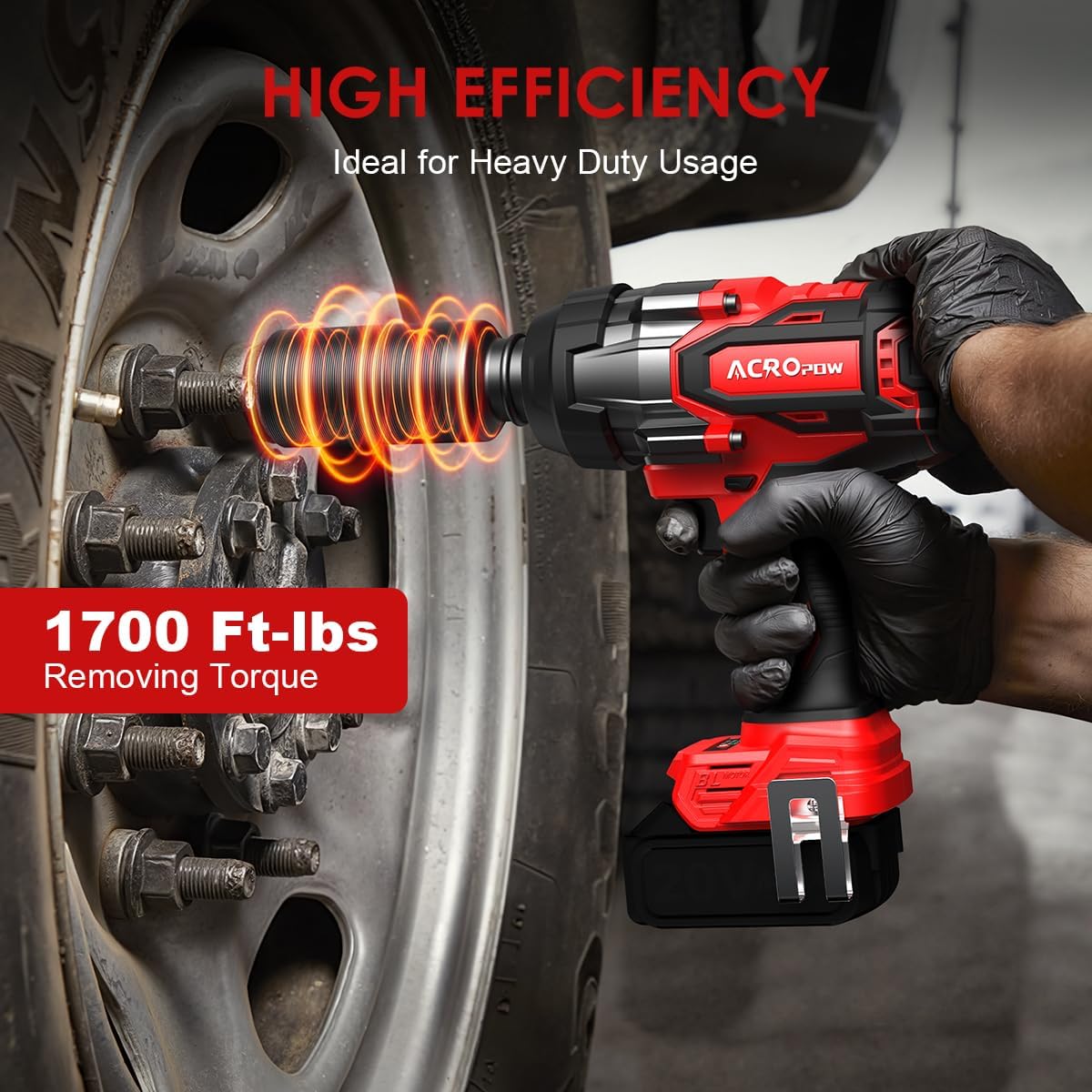ACROPOW Cordless Impact Wrench Compatible with Milwaukee 18V Battery， 1/2' 1700FT-LBS Brushless High Torque Impact Driver, Auto-Stop Reverse, Variable Speed Heavy Duty Impact Gun(Bare Tool)