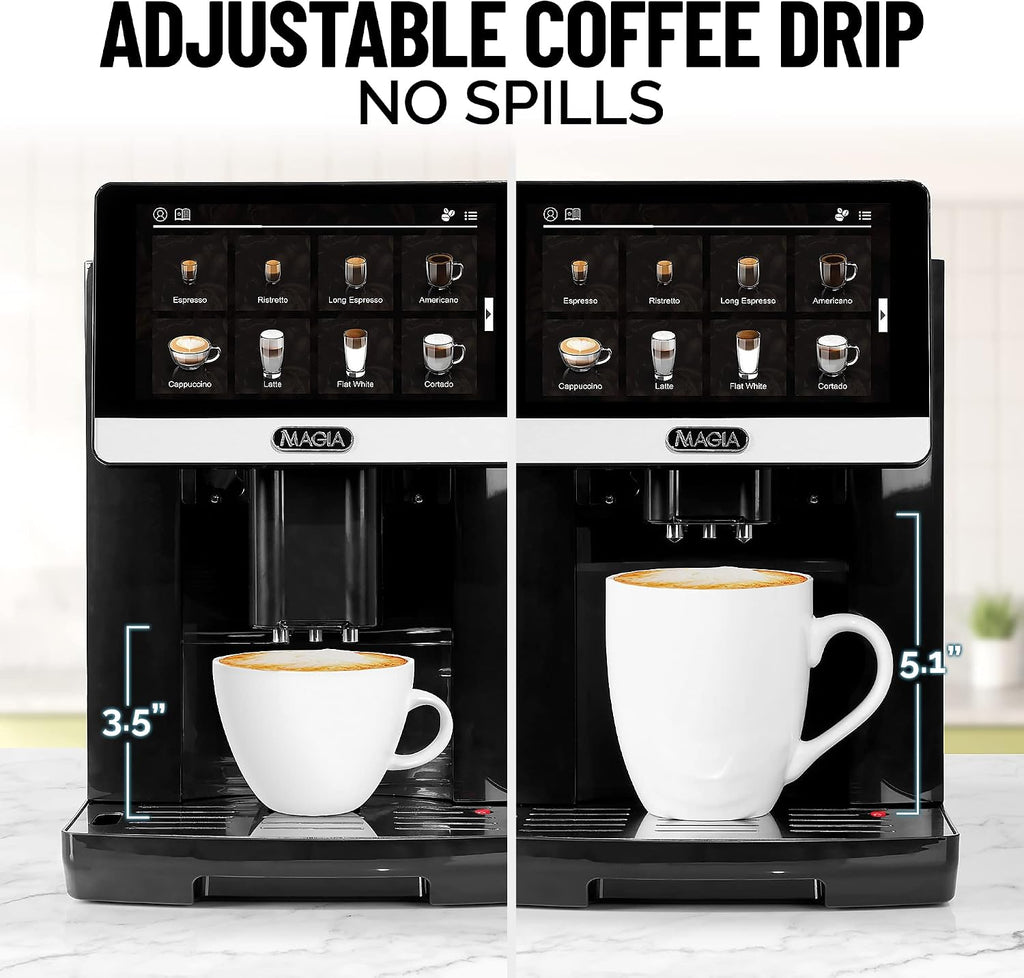 Zulay Magia Fully Automatic Espresso Machine With Grinder - 19 Customizable Coffee Options - Auto-Cleaning For Easy Maintenance - Milk-Foam System For Latte, Cappuccino, Macchiato - OG Silver