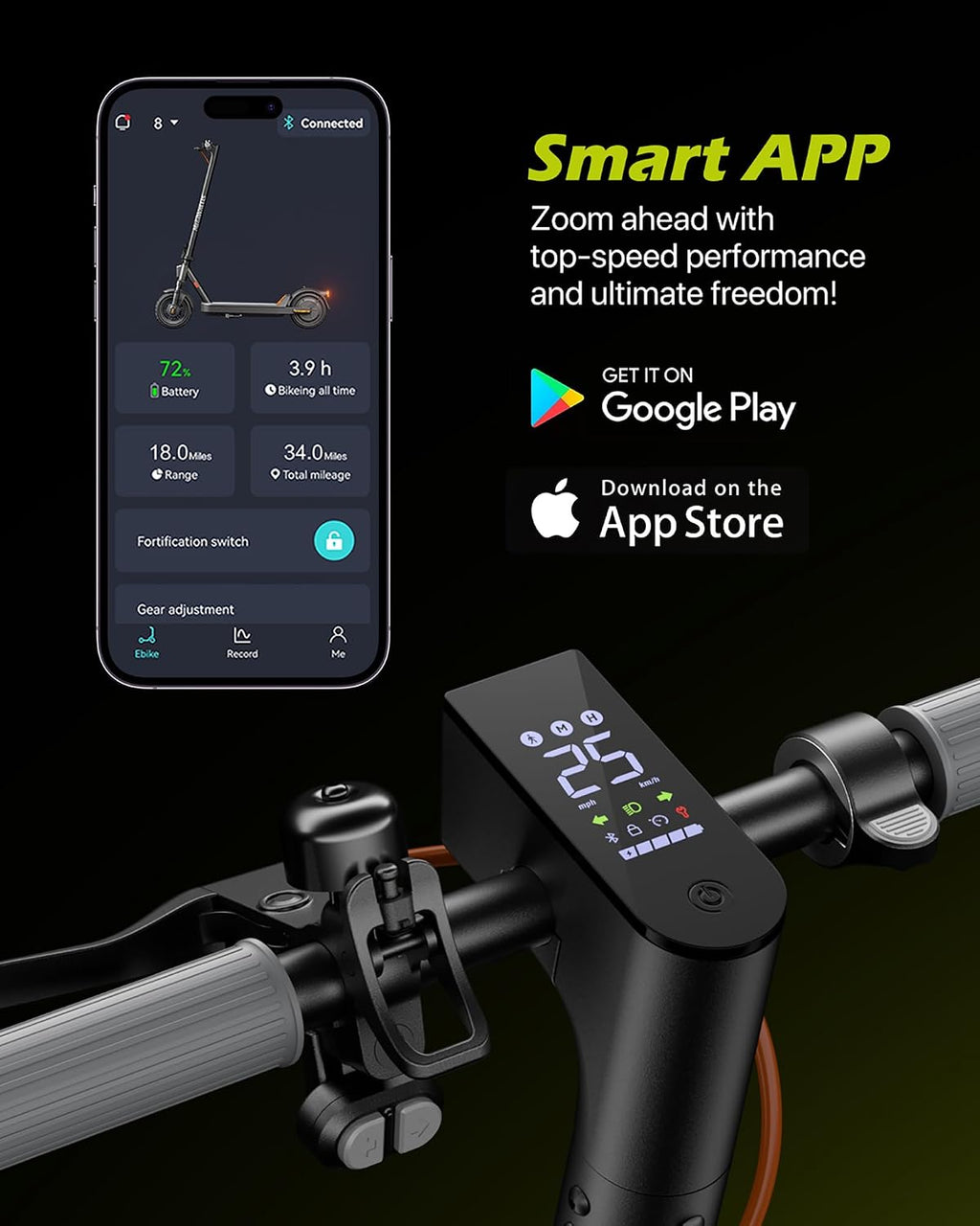 MEGAWHEELS Electric Scooter for Adults with Suspension, 8.5/10in Vacuum Tires, 14/19/28/31Miles, 15MPH Max Speed, Turn Lights, Foldable Electric Scooter for Commuter