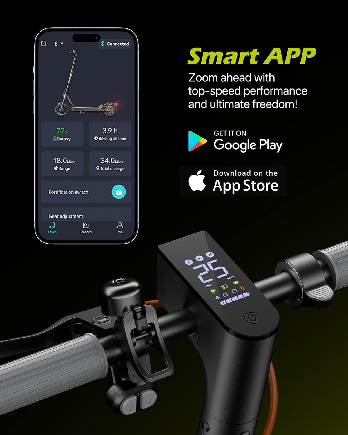 MEGAWHEELS Electric Scooter for Adults with Suspension, 8.5/10in Vacuum Tires, 14/19/28/31Miles, 15MPH Max Speed, Turn Lights, Foldable Electric Scooter for Commuter