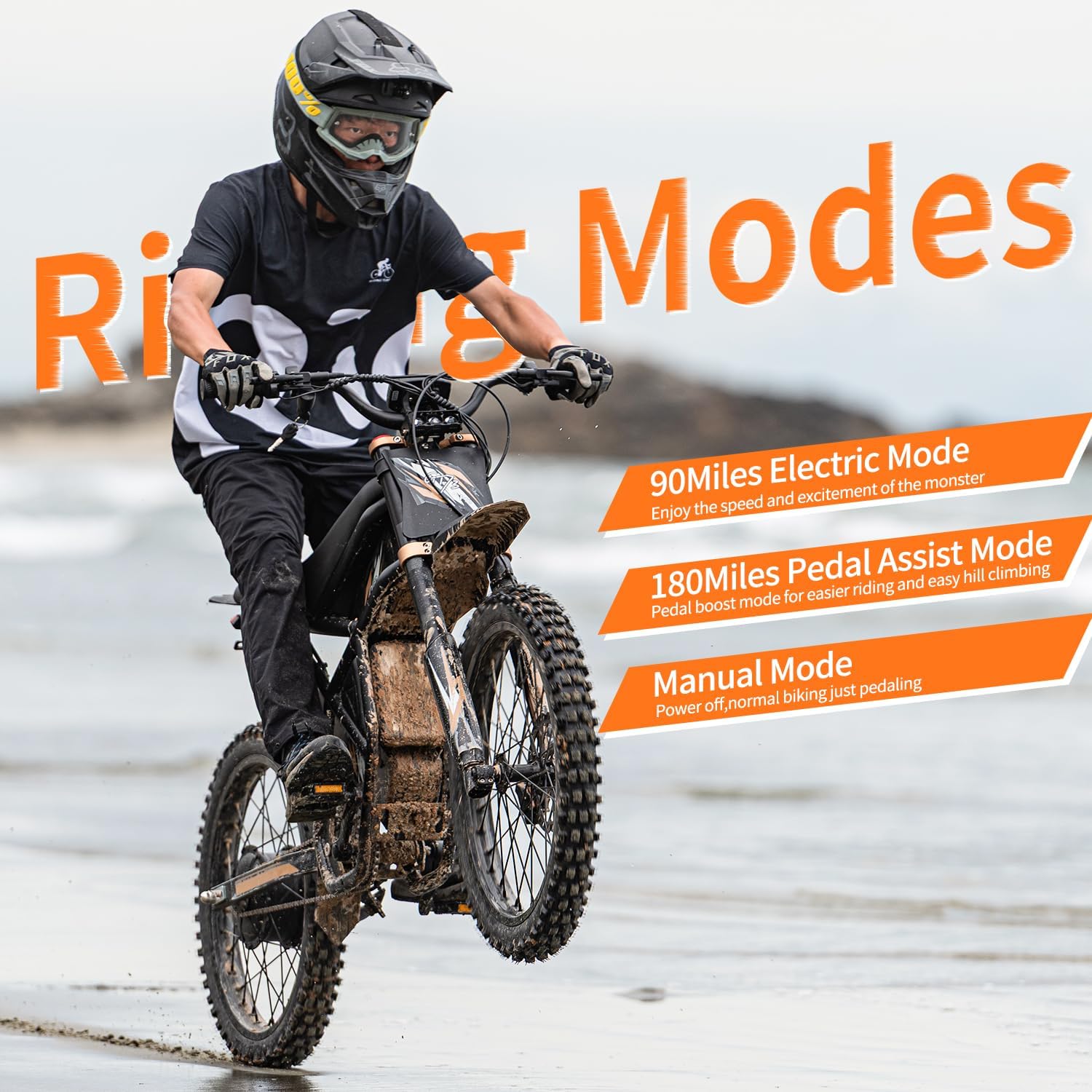 GT73pro/GT73 Electric Dirt Bike for Adults 3000W 50MPH E Dirtbike with 60V/18AH*2 Battery, 85+Miles Electric Motorcycle for Teens ,Dual Hydraulic Brakes & Full Suspension,25' Fat Tire Electric Bike