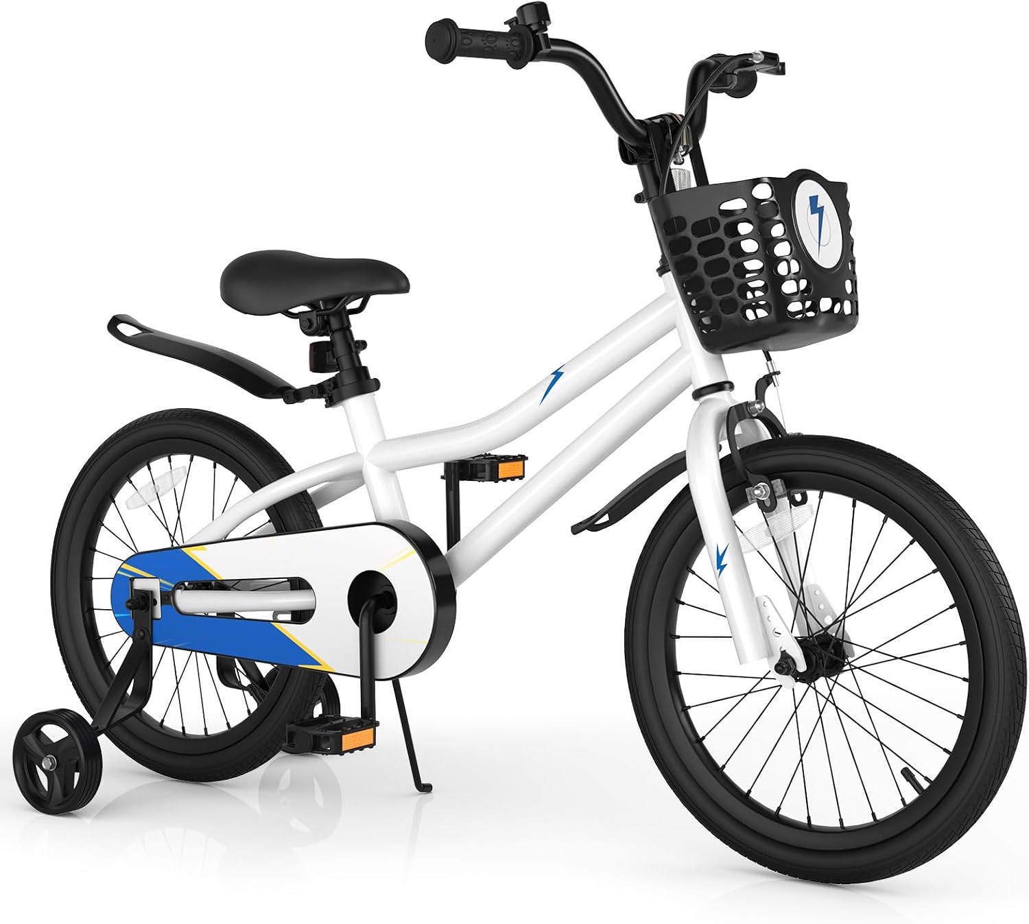 COSTWAY Kids Bike, 12 14 16 18 20 Inch Toddler Bike for Boys & Girls Aged 3-8 Years Old, Kids Bicycle w/Removable Training Wheels, Handbrake & Coaster Brake, Basket, Bell