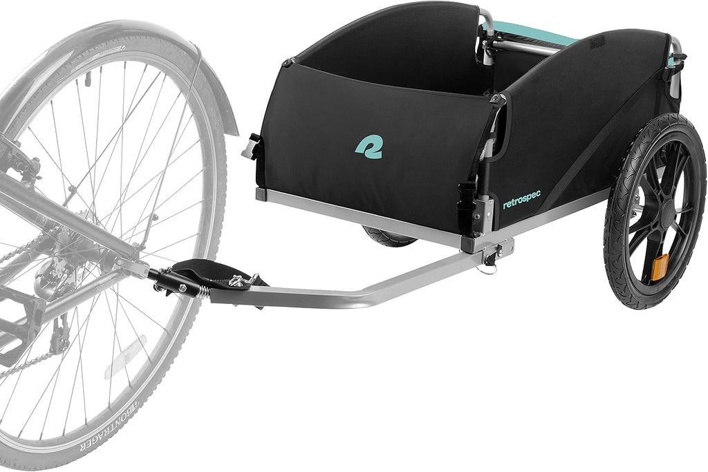 Retrospec Rover Hauler Bike Cargo Trailer - Foldable Frame with Weather-Resistant Fabric & 80lb Capacity - Universal Bike Trailer for 20-29in Wheels - Includes Safety Flag & D-Ring Anchors