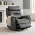 KISLOT Leather Recliner Chair, 360° Swivel Rocker Faux Leather Manual Recliner with Adjustable Backrest & Footrest Ergonomic Single Lounge Chair for Living Room, Bedroom, Home Theater