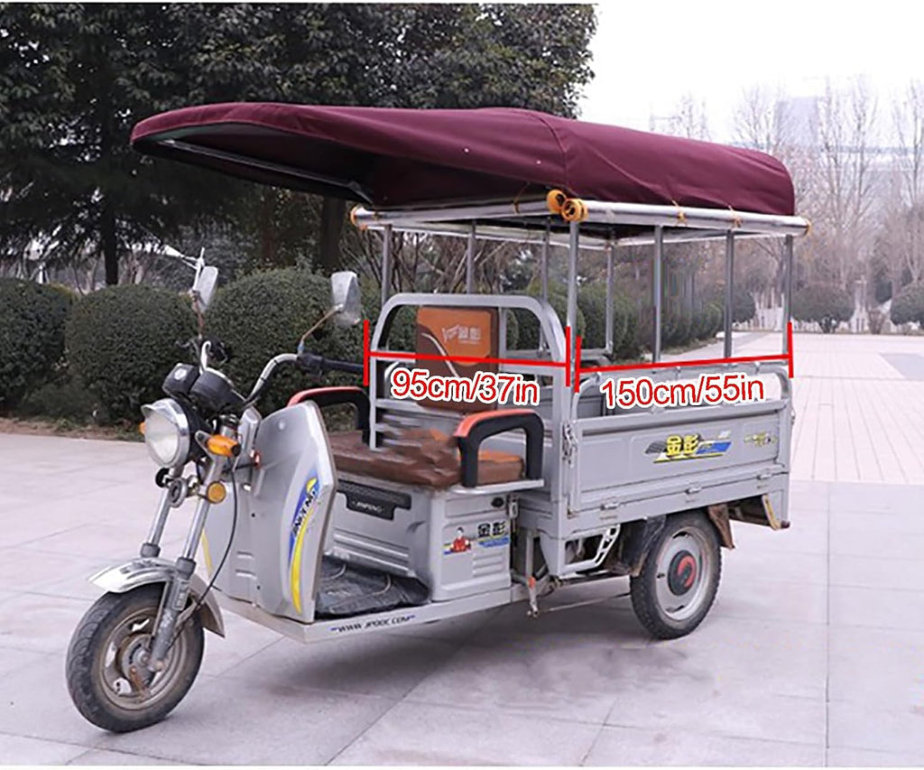 Electric Tricycle Awning, SANBENGZI Dump Truck Rainproof Tarpaulin, 3 Wheel Cargo Trike Windshield,Adult Tricycle Bike Cover (Size : L:150cm/55in W:95cm/37in)