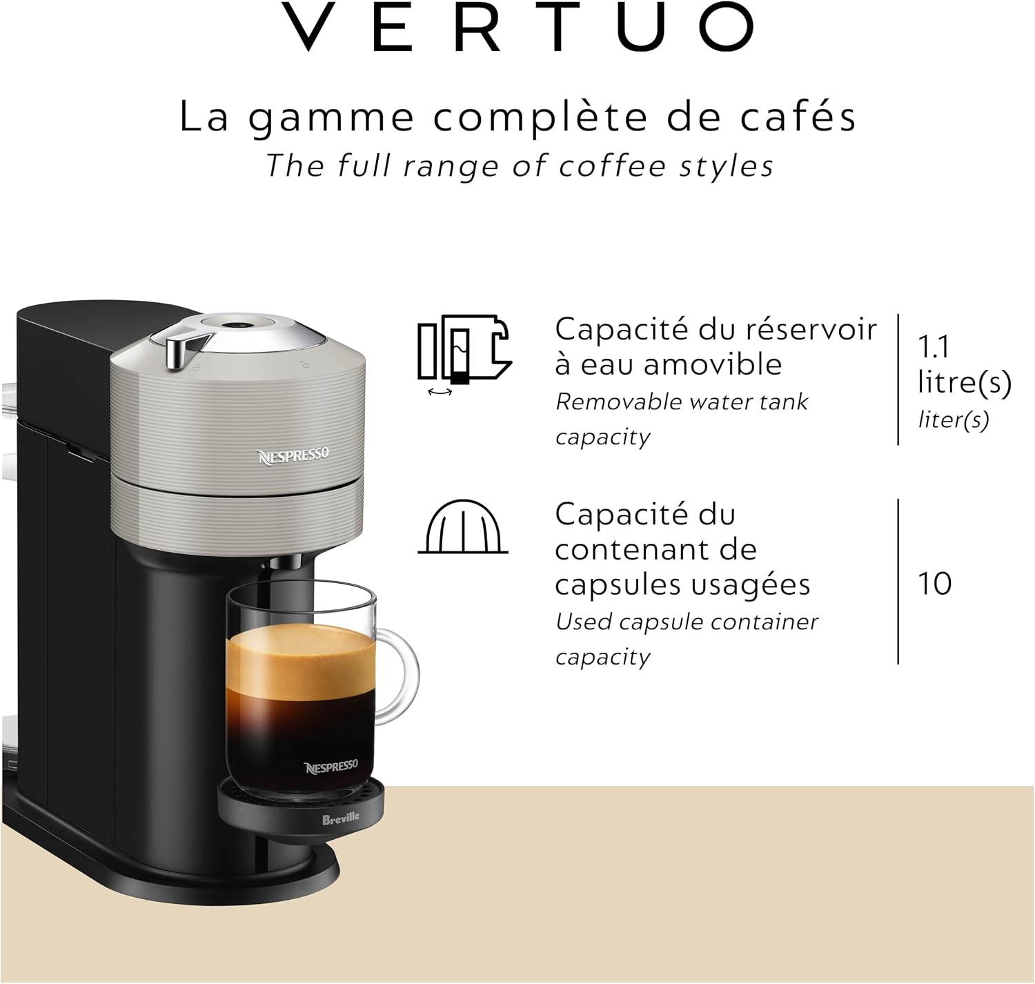 Nespresso Vertuo Next Coffee and Espresso Maker by Breville, with Aeroccino Milk Frother