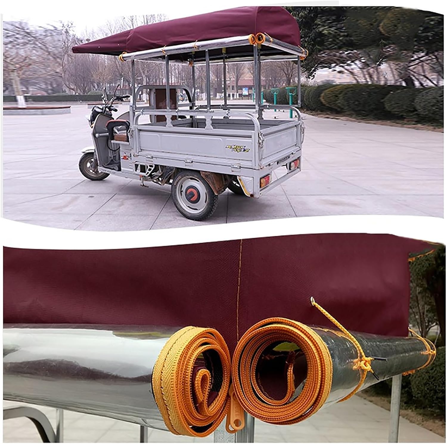 Electric Tricycle Awning, SANBENGZI Dump Truck Rainproof Tarpaulin, 3 Wheel Cargo Trike Windshield,Adult Tricycle Bike Cover (Size : L:150cm/55in W:95cm/37in)