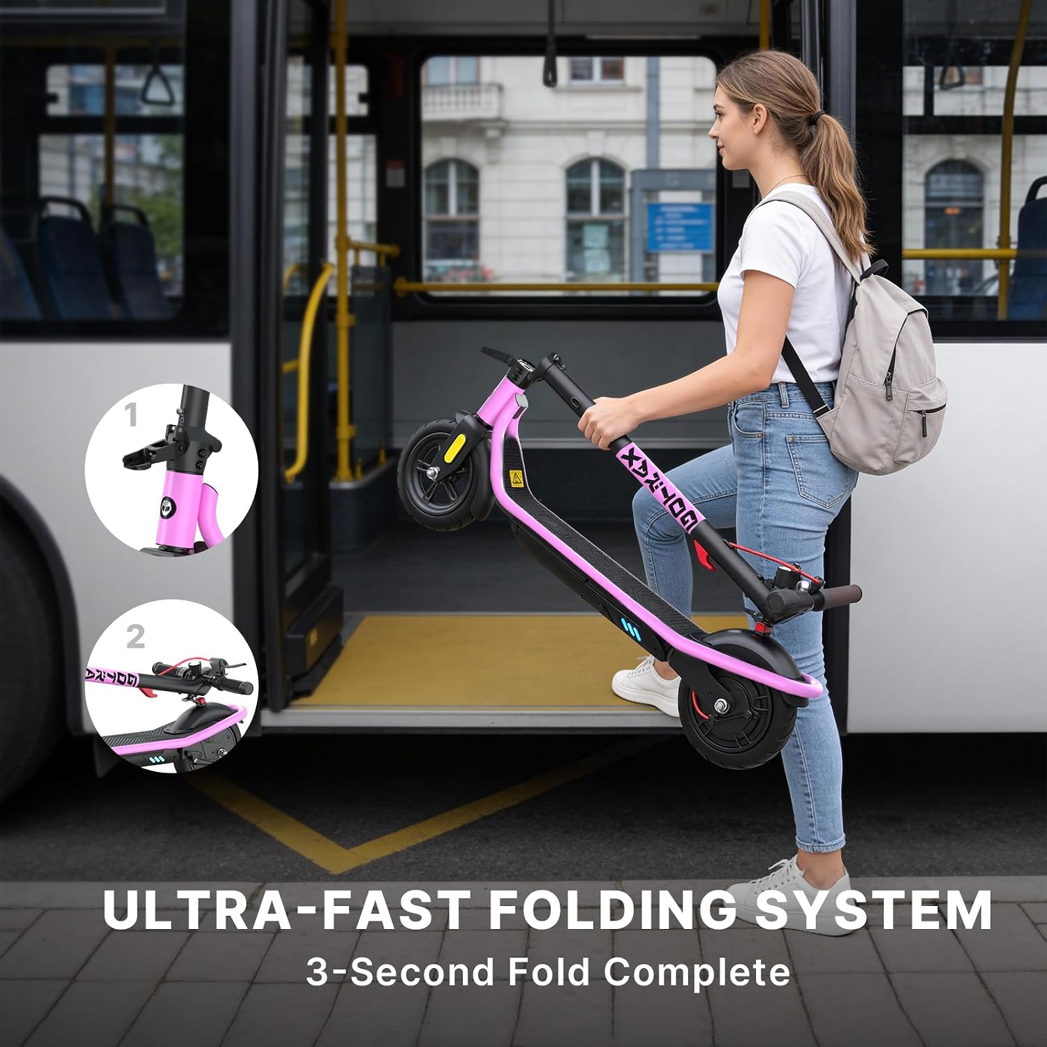 Gotrax Electric Scooter for Adults, Max 12 Mile Range & 15.5Mph by 250W Motor, 8.5' Front Air & Rear Solid Tires, Max Load 220lbs & Big Display with Cruise Control, Foldable EScooter EABS & Drum Brake