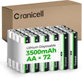 Granicell 72-Pack 3500mAh Lithium AA Batteries | 1.5V for Blink Cameras, Smart Locks, Alarms & Tech Devices | 10-Year Life, Leak-Proof, Extreme-Temp Resistant (Non-Rechargeable)