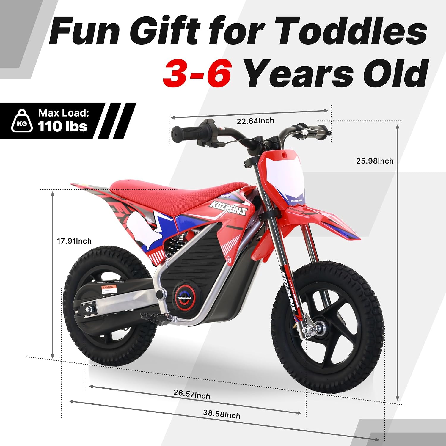 OLALA Electric Dirt Bike for Kids 3-5, 12' Electric Motorcycle with 200W Motor, 2-Speed Safety Mode, Beginner Dirt Bike with Disc Brake, Outdoor Ride On Toy Gift, Red