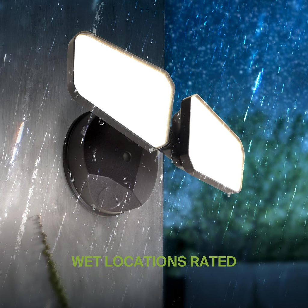 ASD LED Security Flood Lights Outdoor, 20W 5CCT 2700K-5000K, Rotatable Heads, Wired Flood Light, 150° Side-to-Side, 180° Up and Down, IP65 Wet Locations, UL DLC, 145000 hr Lifespan, Black, 8 Pack