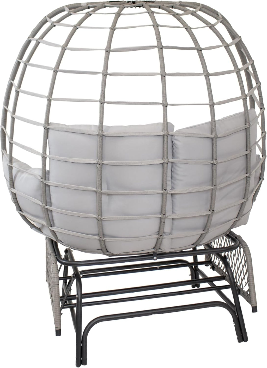 Sunnydaze Double Outdoor Egg Chair with Legs - 2-Seat Glider Rocking Egg Chair with Cushions and Pillows - Gray