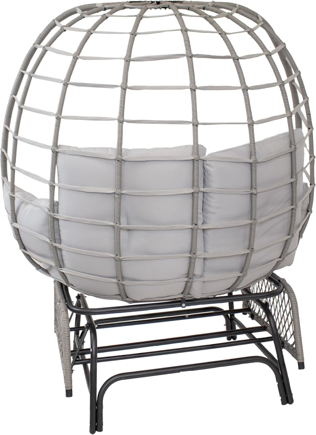 Sunnydaze Double Outdoor Egg Chair with Legs - 2-Seat Glider Rocking Egg Chair with Cushions and Pillows - Gray