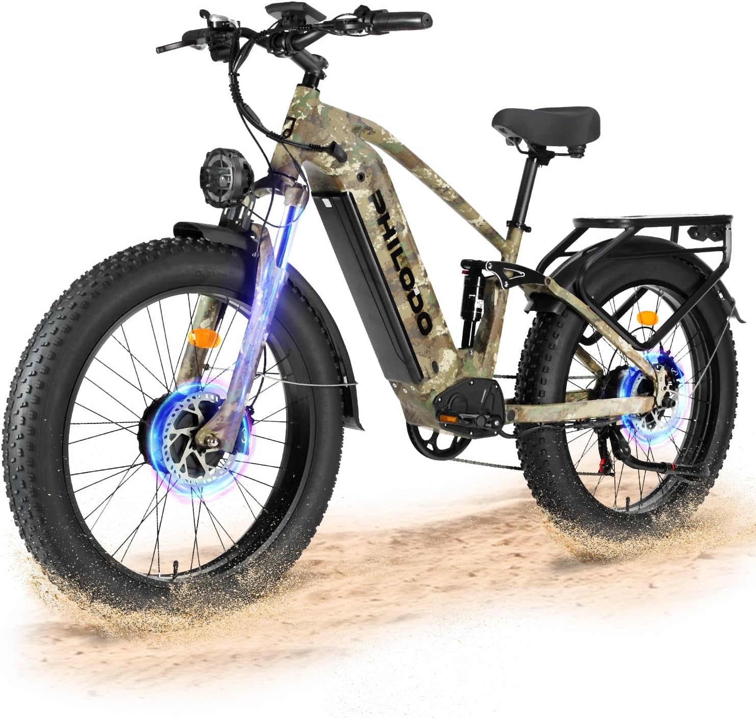 Falcon 60V 32AH Off-Road Electric Bike - 5000W Dual Motor Hunting Ebike, Fat Tire Full Suspension Dirt Bike for Adults, Long Range Snow/Sand Electric Bicycle