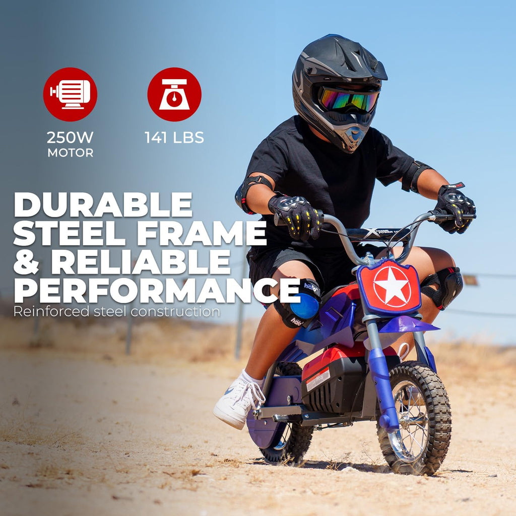 XtremepowerUS Electric Dirt Bike, 24V 250W Battery Powered Mini Dirt Bike, Electric Ride-On (Captain)