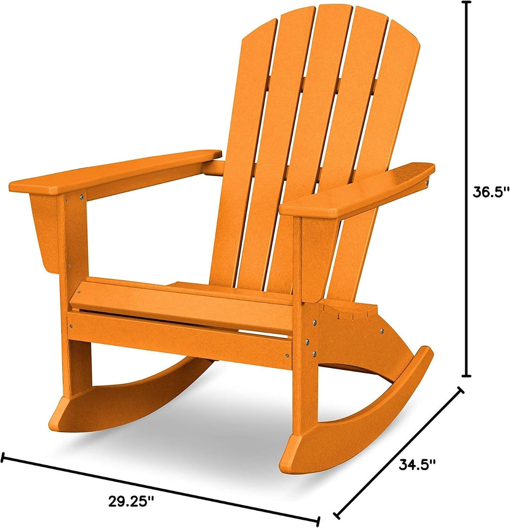 POLYWOOD® Nautical Adirondack Rocking Chair in Tangerine