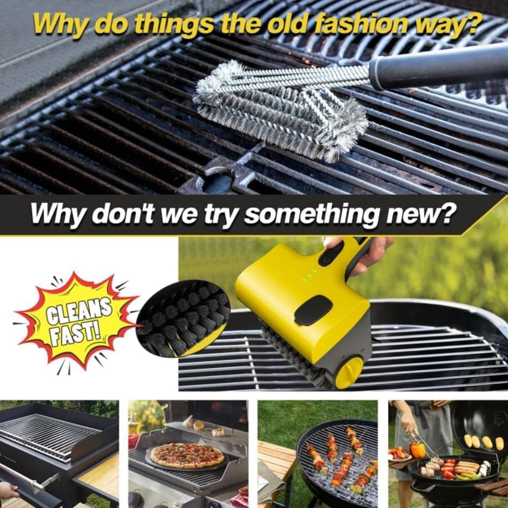 Electric Grill Brush, Grill Cleaner with 2 Brushs,360° Rotating Cleaner Brush,Cordless Electric Grill Cleaning Scrub Brush,for Grill,Kitchen Room, Bathroom