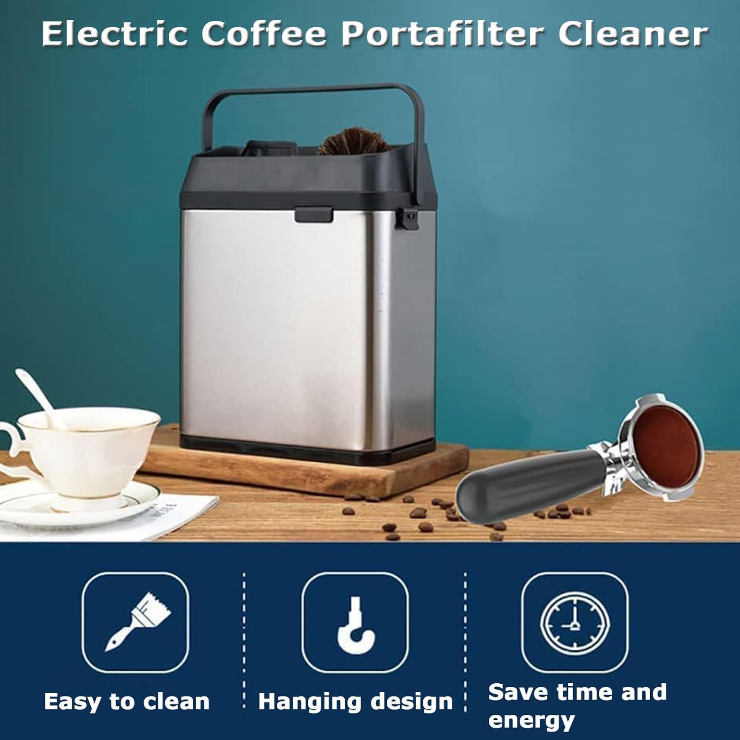 Commercial Coffee Portafilter Cleaner, Electric Portafilter Cleaner Machine, Automatic Handle Coffee Grounds Cleaning Machine