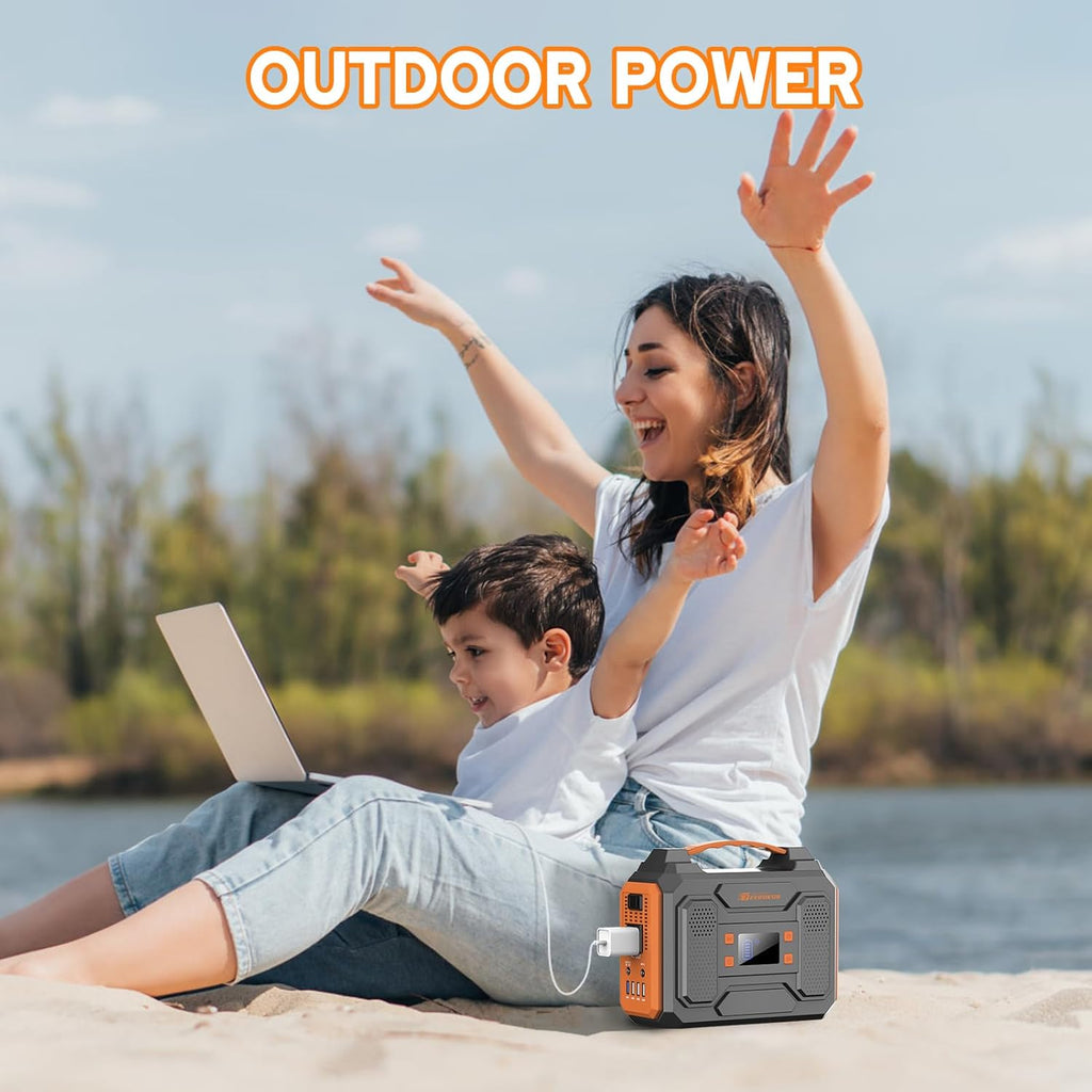 Portable Solar Generator with Panel,300W Portable Power Station with Foldable 60W Solar Panel, 110V AC Outlet Camping Solar Power Bank Lithium Battery Pack for Home Use RV Outdoor Power Outage