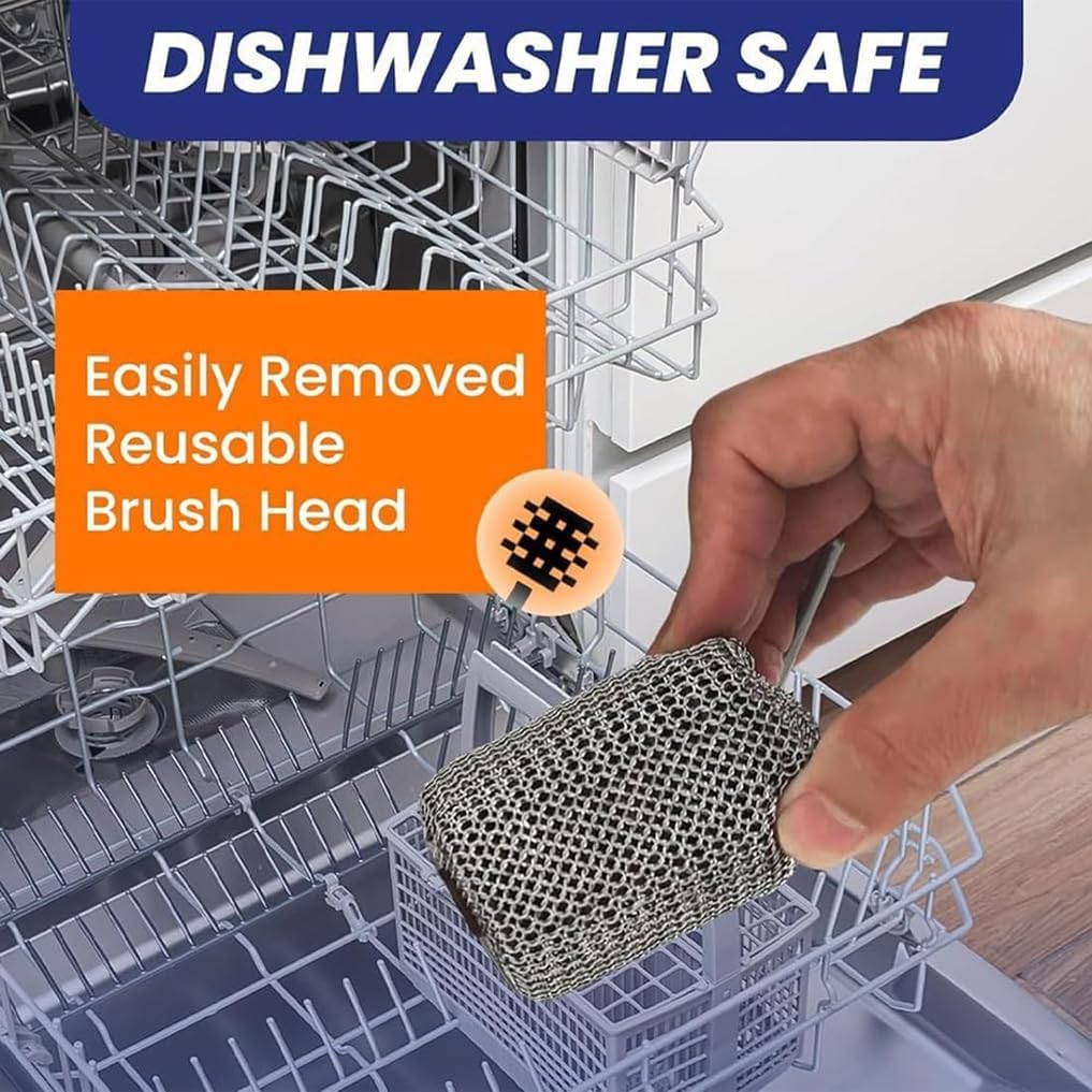 Electric Grill Cleaner Bristle Free, Stainless Cordless & Rechargeable Steel Power Roller with LED Light, Spinning BBQ Grill Brush, 350 RPM High-Speed Cleaning