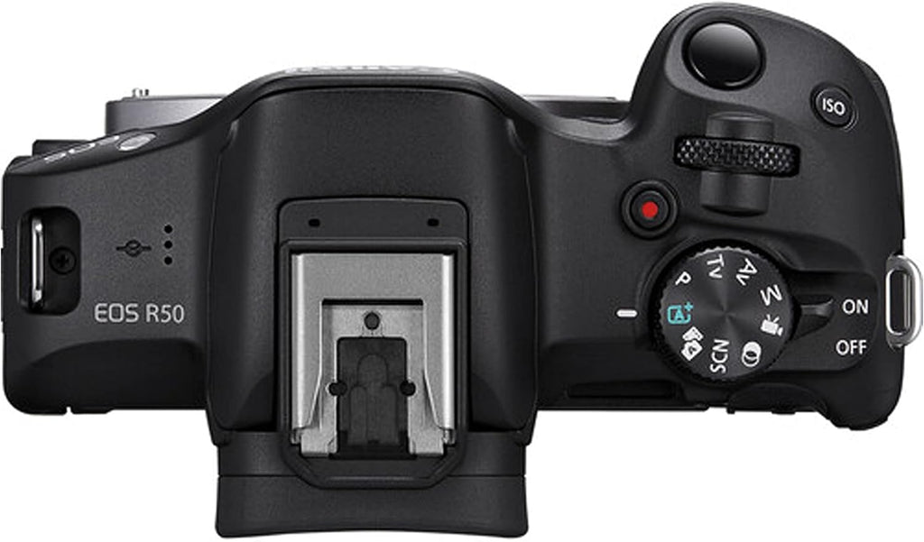 Canon EOS R50 24.2MP APS-C CMOS Sensor Mirrorless Camera with 18-45mm Lens + 64GB Memory + Stabilizing Grip + Software Pack +More (Value Bundle) (Renewed)