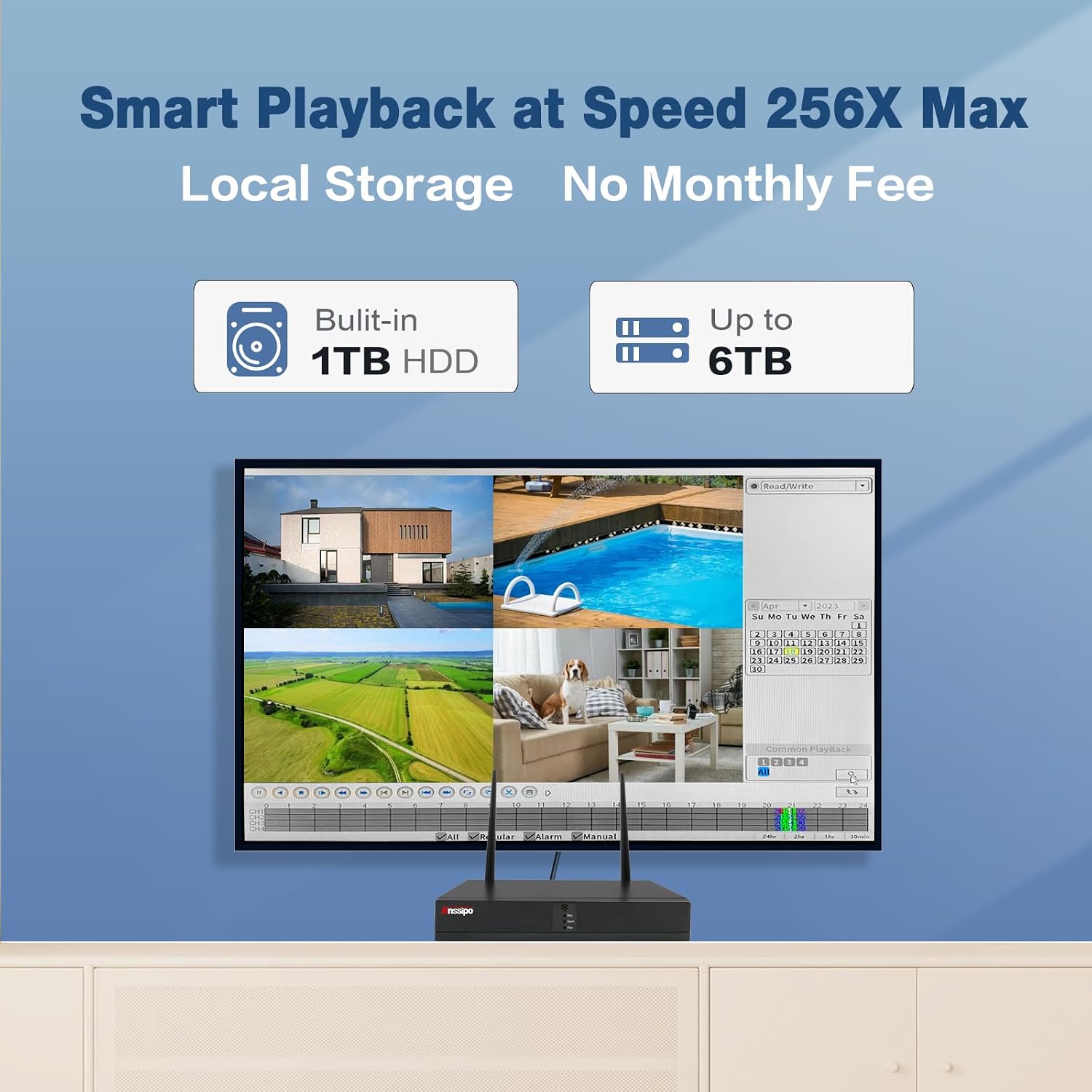 5MP WiFi Security Camera System Outdoor, Expandable 8CH 5MP NVR, Corded Electric Power Home Cameras, 24/7 Continuous Recording, 1TB Hard Drive, 2 Way Audio, AI Detection, Color Night Vision