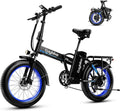 EUYBIKE Foldable Electric Bike for Adults, 48V 20Ah Removable Lithium Battery up to 80Miles, 20' Fat Tire 1000W Peak Motor Dirt Ebike Adult Electric Bicycle for Beach Mountain E Bike Blue Black