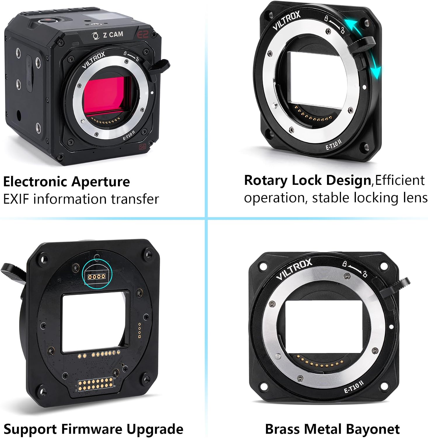 VILTROX E-T10 II Lens Mount Adapter Converter Compatible with Sony E Mount Lens to Z-CAM E2-M4 and E2-S6 Cinema Cameras