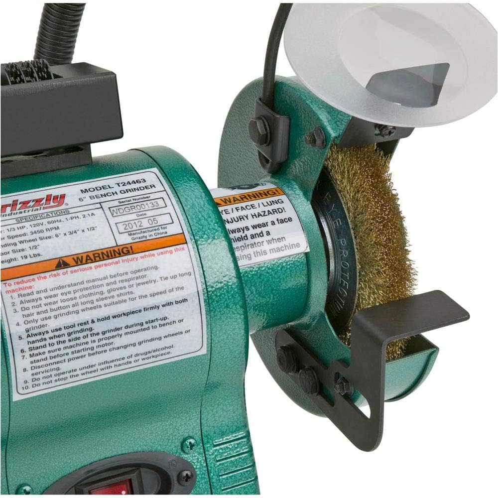 Grizzly Industrial T24463-6' Bench Grinder with Work Light