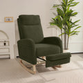 Rocking Chair Nursery with Foot Rest, Sherpa Nursing Rocking for Mom Nursery Rocker Chair with High Backrest, Armchair Rocker Glider with Side Pocket for Living Room, Bedroom, Teddy Green