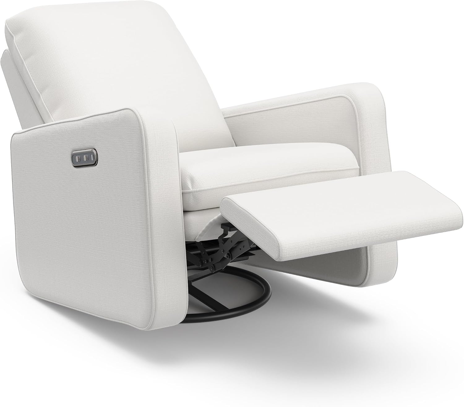 Graco Teddi Power Recliner Swivel Glider, Electronic Power Recline, Oeko-TEX 100 Certified, USB-A & USB-C Charger, Premium Cushioning & Comfort – (Ivory Basketweave)